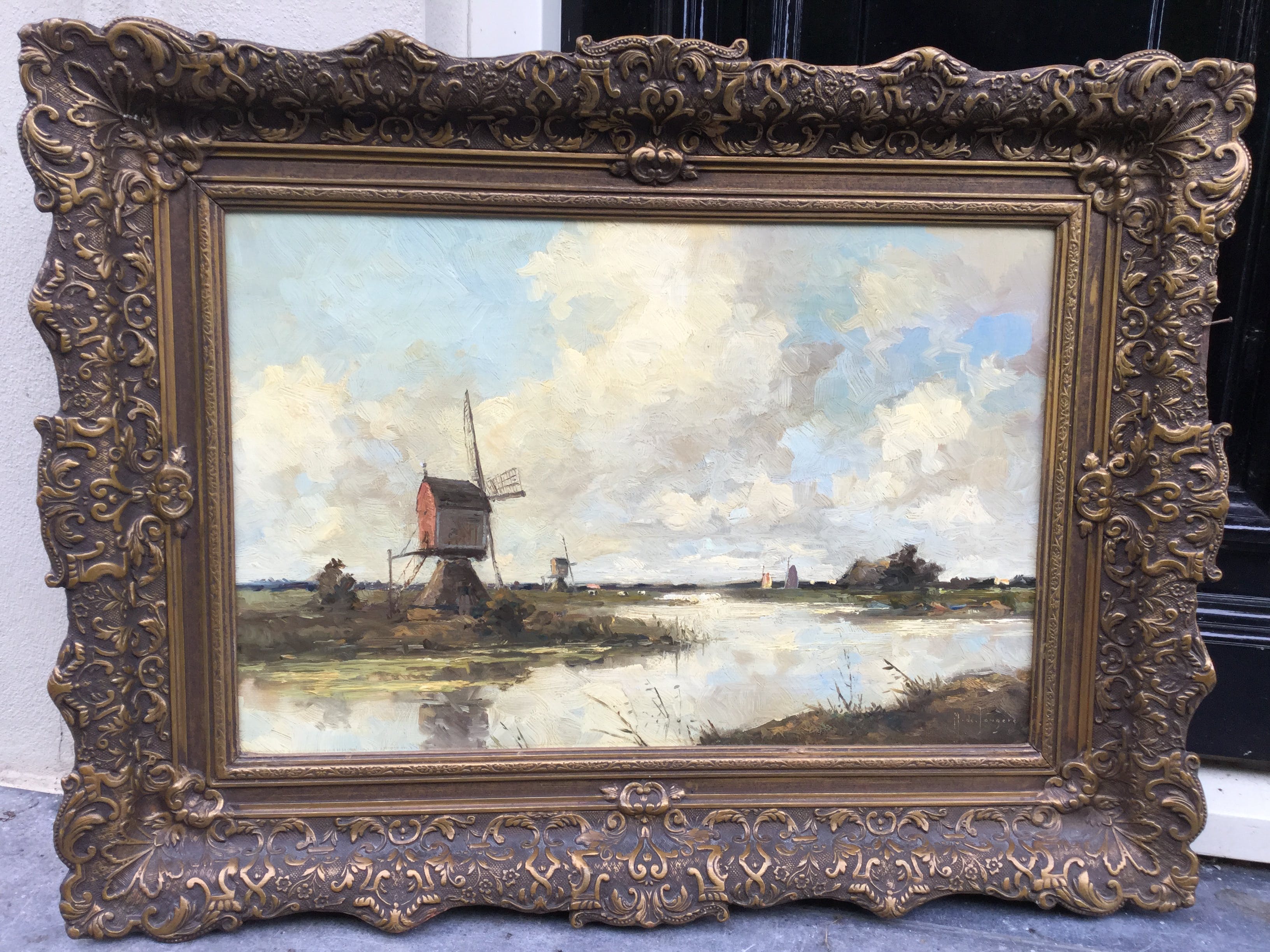 Marius de Jongere - Landschap met molens langs het water kopen? Bied vanaf 495!