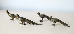 Vier metalen figuren van fazanten en pauwen verkocht voor € 1!