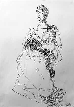 Andrzej Wawrzyniak - Zittende vrouw (schets) verkocht voor € 35!
