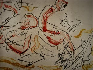 Wim Worm - Eigen druk - oplage 120 ex. - handgekleurde Ets - "Strand" gesigneerd kopen? Bied vanaf 10!