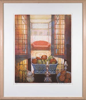 Marcel Schellekens - Kleurenets, Z.T. Stilleven met interieur - Ingelijst kopen? Bied vanaf 150!