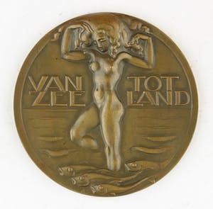 Gijsbert Jacobs van den Hof - Bronzen penning: Droogmaking Zuiderzee, 1930 kopen? Bied vanaf 135!