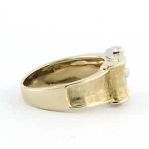 14k bicolor gouden ring bezet met single cut geslepen diamant tot. 0.02ct kopen? Bied vanaf 255!