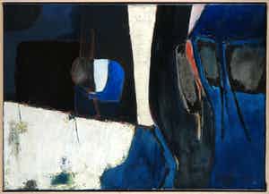 Jos Schimmer - Olieverf op doek, Compositie zwart wit - Ingelijst (Groot) verkocht voor € 250!