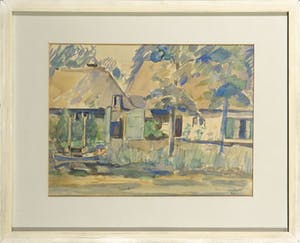 Elie Neuburger - Aquarel, Boerenerf aan het water - Ingelijst kopen? Bied vanaf 80!