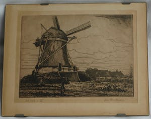 Jan Poortenaar - 2 x Ets , Molen en Kasteel – gesigneerd – ca 1930 kopen? Bied vanaf 35!