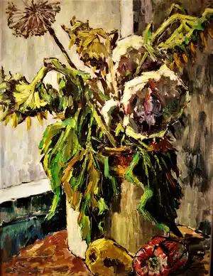 Frans Ruwel - GROOT expressionistisch stilleven met fruit en zonnebloemen - gesigneerd verkauft für € 147!