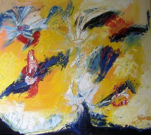 Niet of onleesbaar gesigneerd - Kleurrijk abstract (groot werk) kopen? Bied vanaf 1!