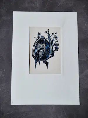 Ru van Rossem - mooie, in 1958 gemaakte kleuren lithografie "de strijd tussen licht en donker" kopen? Bied vanaf 20!