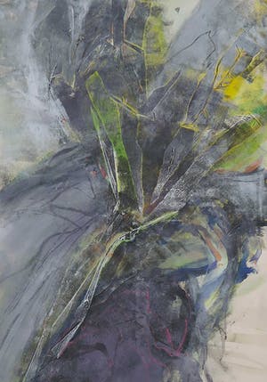 Wim de Bruin - Gemengde techniek op papier, Abstracte compositie - Ingelijst kopen? Bied vanaf 40!