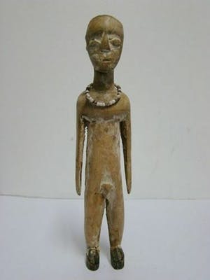 Dogon - 171011 - Tribal used African Venavi Ewe figure with old beads - Ghana. kopen? Bied vanaf 1!