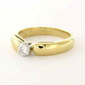 18k bicolour gouden solitair ring met briljant geslepen diamant tot. 0.22ct kopen? Bied vanaf 710!