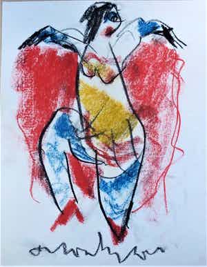 Anton Heyboer - Vrolijke kleurige danseres verkocht voor € 175!