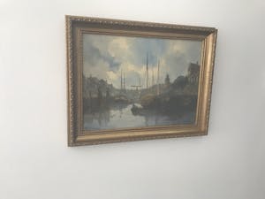 Adriaan Terhell - 2 x stadsgezicht met boten vanaf de waterkant. kopen? Bied vanaf 1!