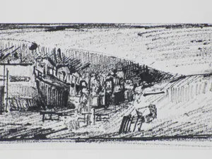 Wim Motz - Baggerwerk Kralingerhout - Pen/inkttekening kopen? Bied vanaf 1!