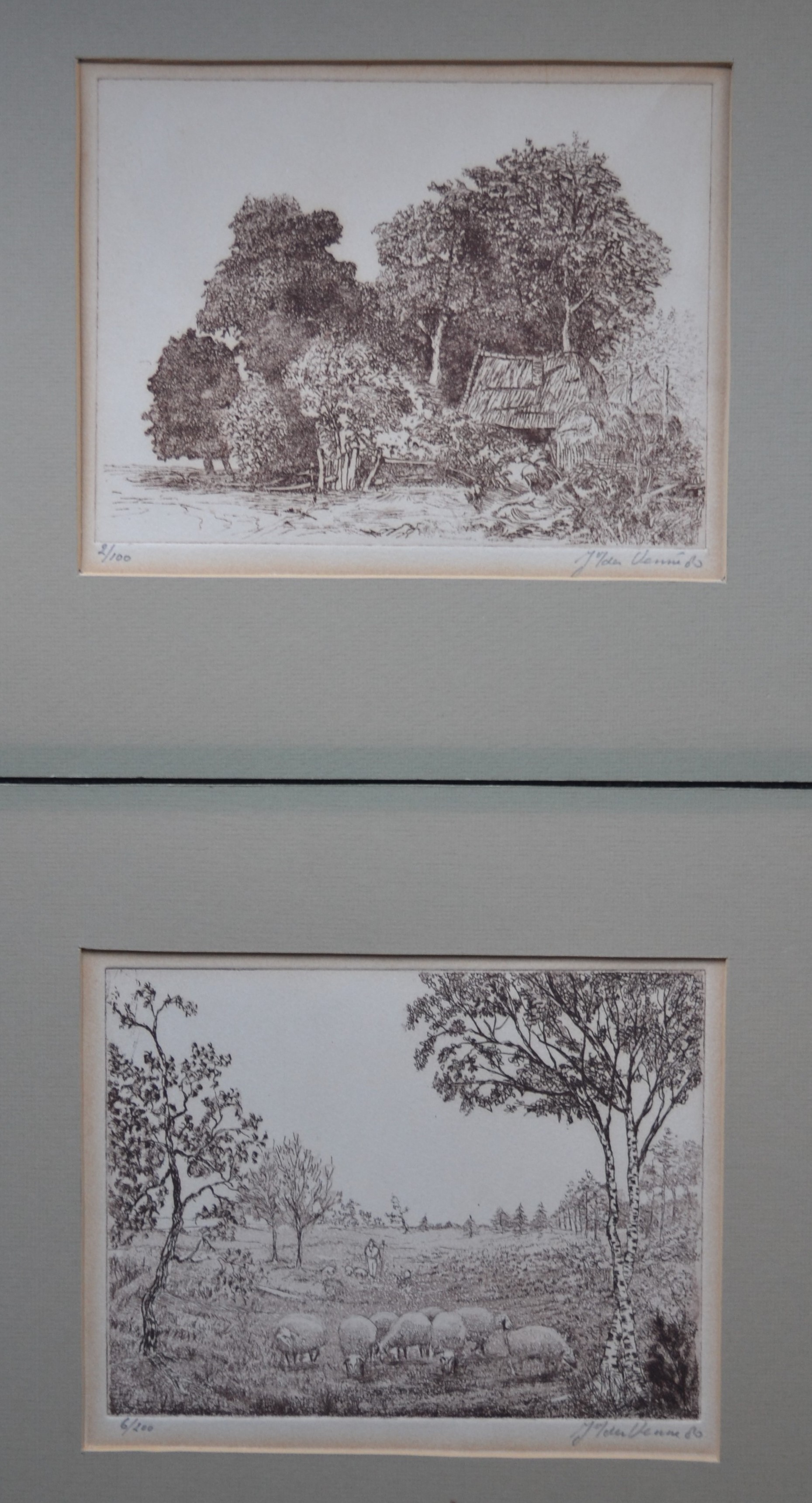 Niet of onleesbaar gesigneerd - Twee landschappen - Ets kopen? Bied vanaf 1!