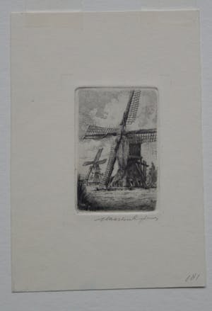 Maarten Langbroek - 2 miniatuur etsen in passe partout - gesigneerd kopen? Bied vanaf 1!
