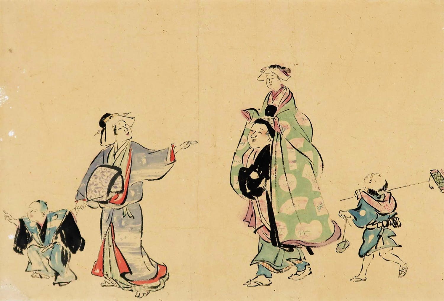 Niet of onleesbaar gesigneerd - Japanse inkttekening, ca. 1850/1870, "Fuzoku-zu" kopen? Bied vanaf 1!