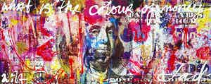 Jack Liemburg - What is the colour of money, gemengde techniek op canvas (zeer groot!) verkocht voor € 995!