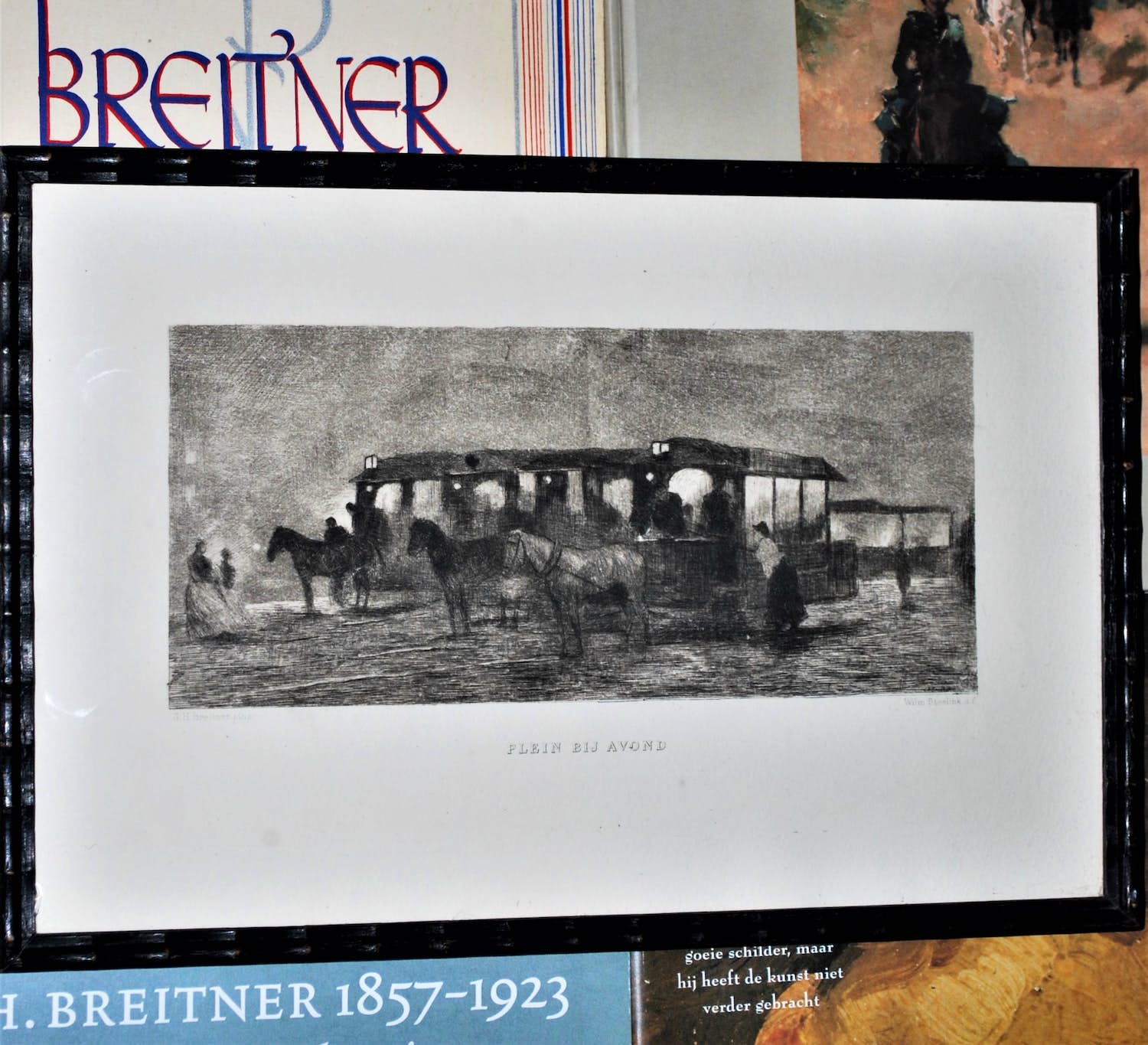 Willem Steelink (jr.) - Plein bij Avond, ets naar Breitner + 4 boeken kopen? Bied vanaf 45!