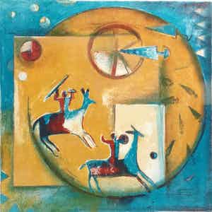 Marianne Aulman - Incisioni Rupestri II | Kleuren zeefdruk - ingelijst verkocht voor € 35!