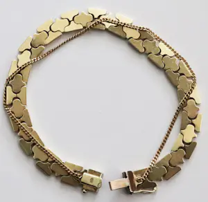 Gouden schakel armband met veiligheids ketting, 14 karaat kopen? Bied vanaf 2100!
