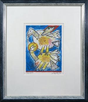 Corneille - Litho, Twee kippen - Ingelijst kopen? Bied vanaf 100!