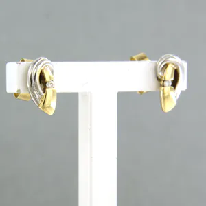 14k bicolour gouden oorknoppen bezet met briljant geslepen diamant tot 0,02ct kopen? Bied vanaf 1!