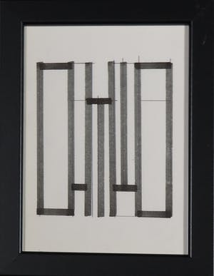 Siep van den Berg - Lot van twee pentekeningen, Geometrisch abstracte compositie - Ingelijst kopen? Bied vanaf 35!