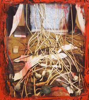 Marco den Breems - Acryl, collage en hout op doek, Zonder titel kopen? Bied vanaf 10!