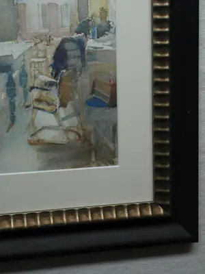 Ad Kroese - Ingelijste aquarel , Atelier II – 1998 - Lijst, 60 x 49 cm. kopen? Bied vanaf 100!