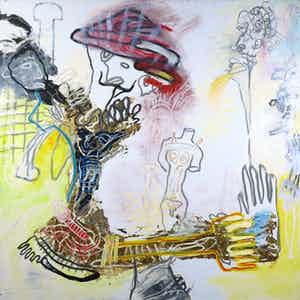 Rachid Ben Ali - Gemengde techniek op doek, Zonder titel (Groot) verkocht voor € 1!