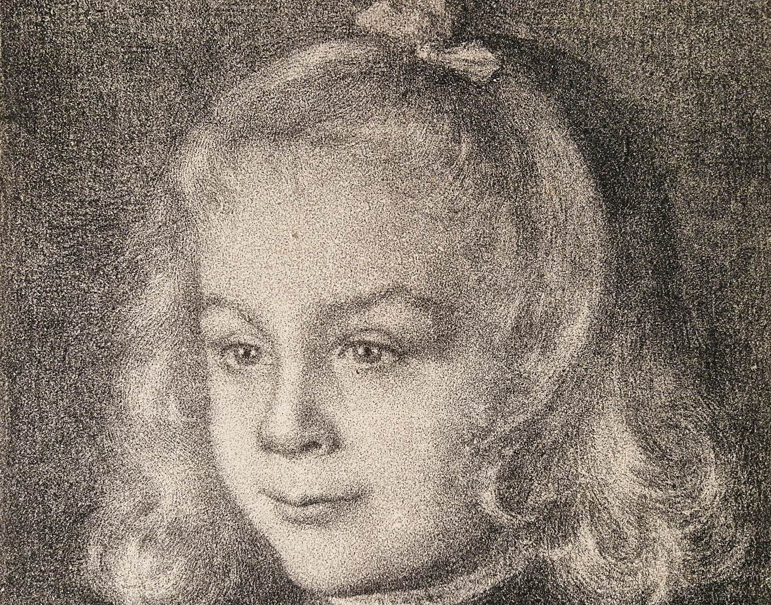 Georg Rueter - Knappe monochrome lithografie "meisje met strik" - 1920 - potloodgesigneerd kopen? Bied vanaf 29!