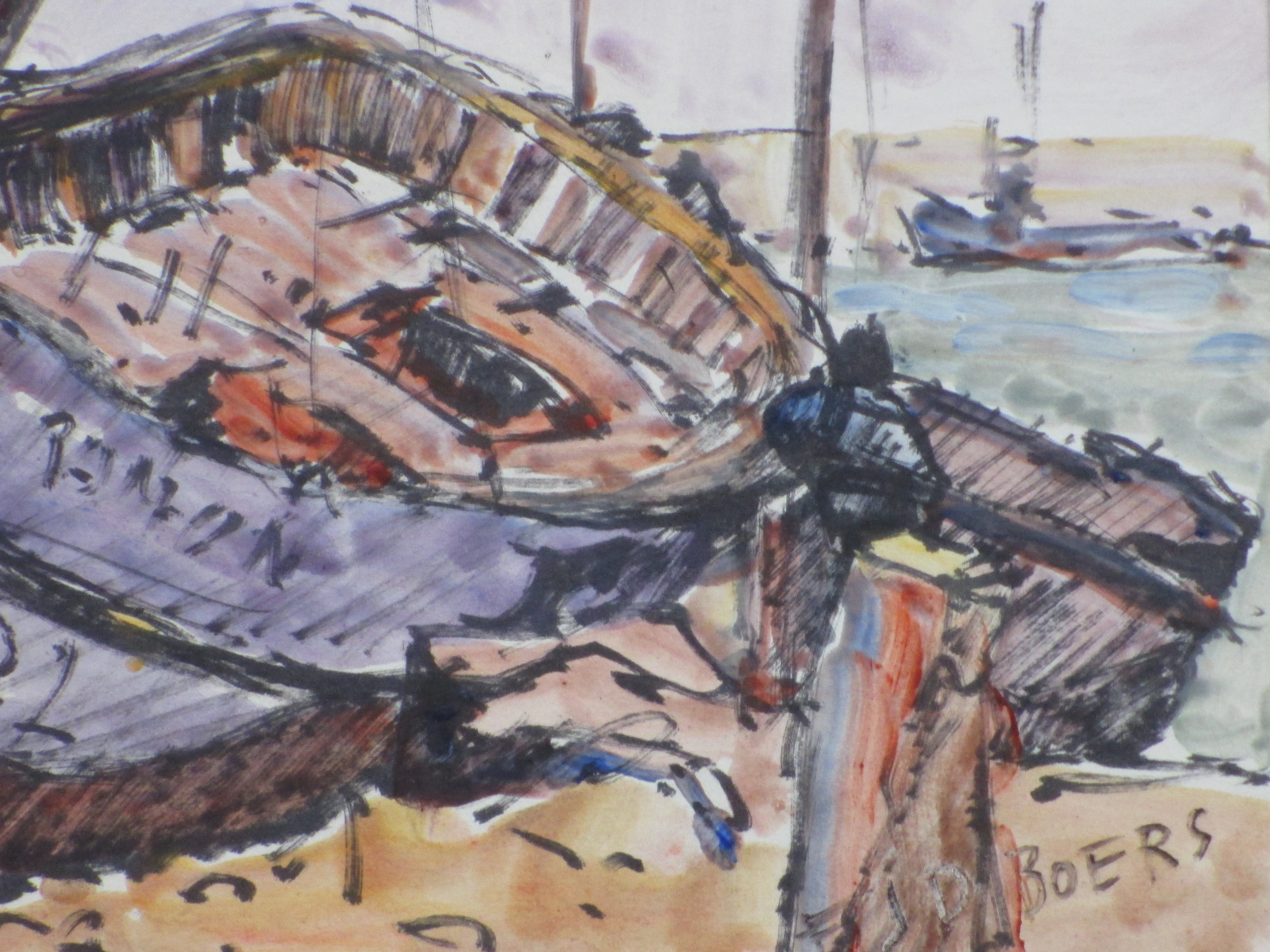 Frans Boers - Vissersboot Spanje - Gemengde techniek kopen? Bied vanaf 40!