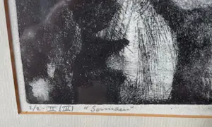 Niet of onleesbaar gesigneerd - Abstracte Ets "Samaritaan" uit 1972 - gesigneerd Joh. Zutphen? kopen? Bied vanaf 10!