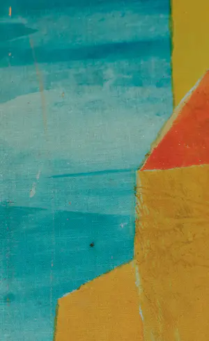 Jan van den Bergh - Monoprint op textiel, Warme stad kopen? Bied vanaf 1!