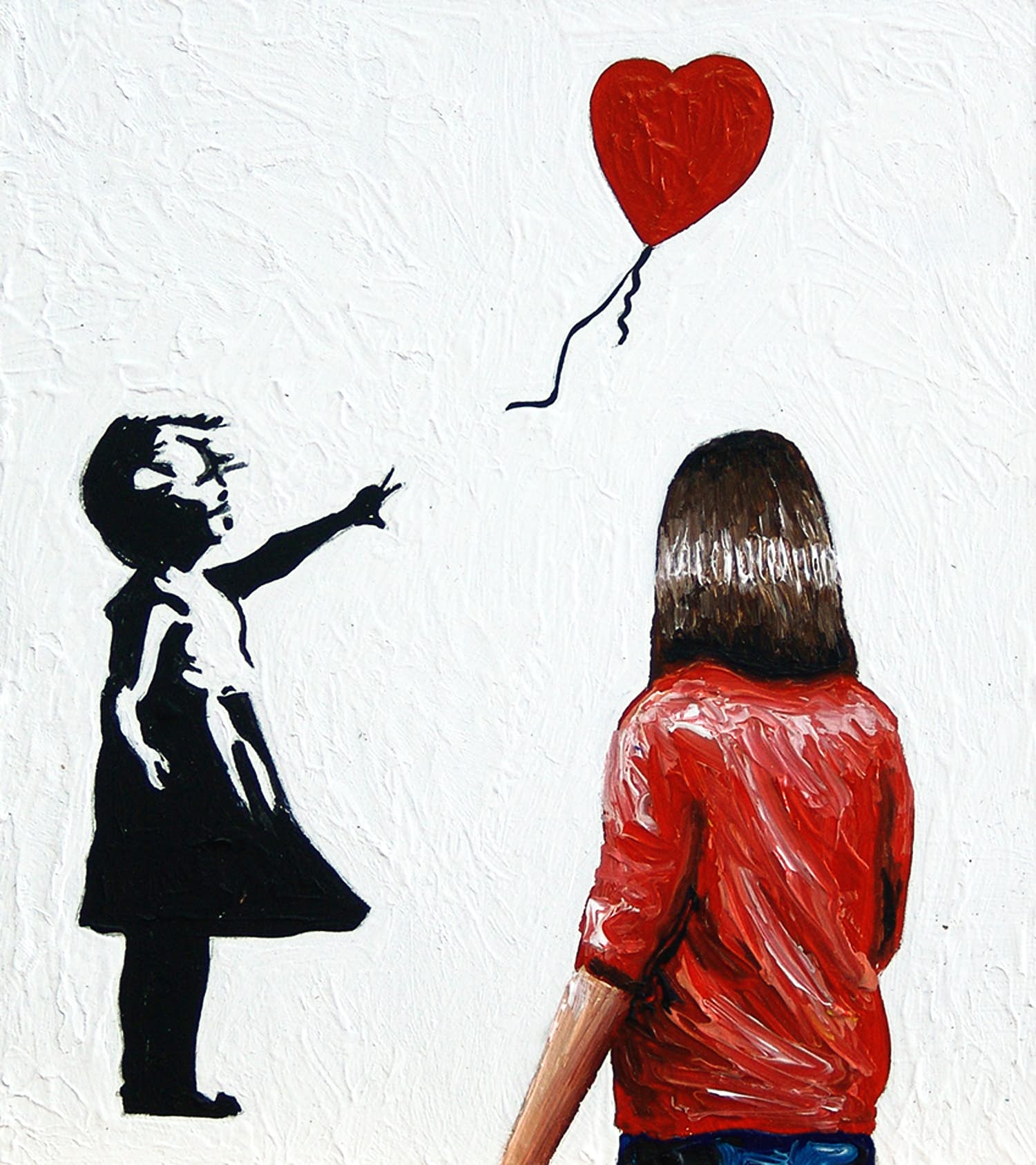 Gerard Boersma - Balloon Girl (Vrouw kijkend naar schilderij van Banksy) kopen? Bied vanaf 75!