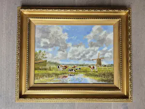 Albert Temming - olie op doek - Koeien in weidelandschap, gesigneerd kopen? Bied vanaf 195!