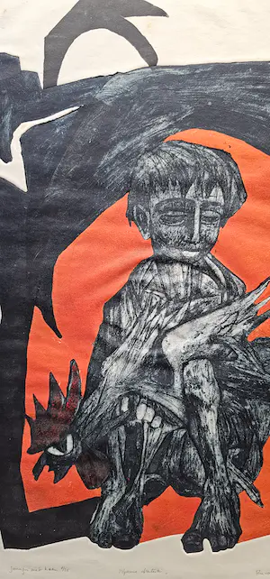 Ru van Rossem - Jongen met haan 8/25 kopen? Bied vanaf 100!