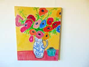 Keimpe Kootstra - Anemonen in vaas met gemberpotje. verkocht voor € 250!