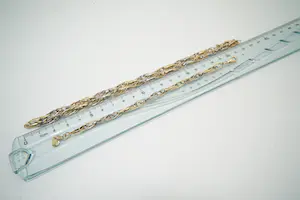 84- Sierlijke 14 Krt bi-color gouden SET (collier & armband) - fantasie schakel kopen? Bied vanaf 590!