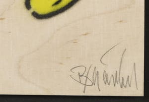 Thomas Baumgartel - (de Bananensprayer), Houten paneel bewerkt met stift en spuitbus, L'Astrazione kopen? Bied vanaf 100!