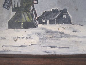 Niet of onleesbaar gesigneerd - Stellingmolen in winterlandschap. kopen? Bied vanaf 1!