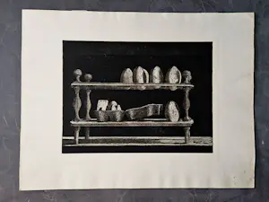 Herman Berserik - In zeer kleine oplage gemaakte monochrome Ets "Keukenrekje" potloodgesigneerd kopen? Bied vanaf 29!