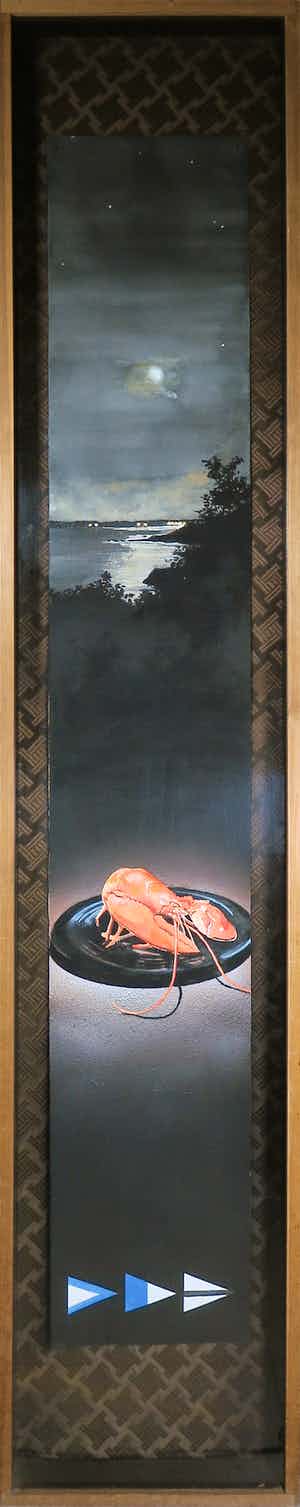 Dike Blair - Grote realistische gouache, Compositie met kreeft - Ingelijst (Zeer groot) verkocht voor € 500!