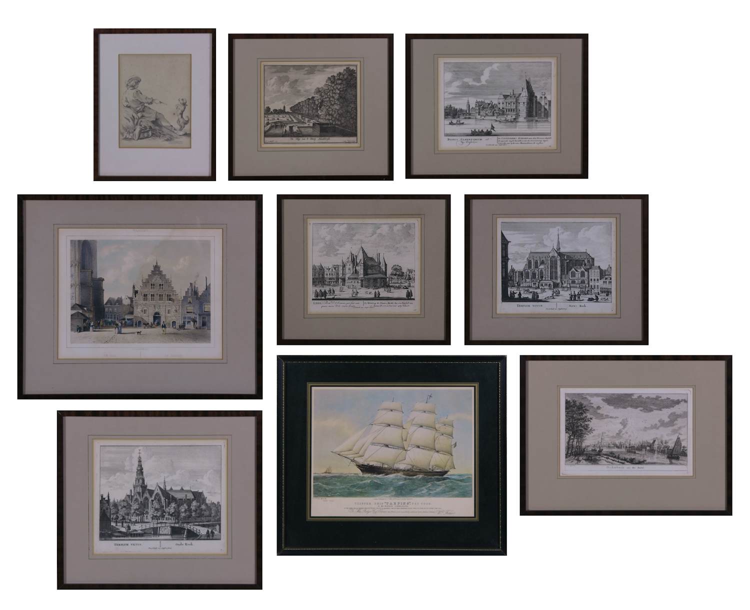 Pieter Schenk - Lot van 9 werkren op papier (gravures, litho, tekening), o.a. Stadsgezichten kopen? Bied vanaf 100!