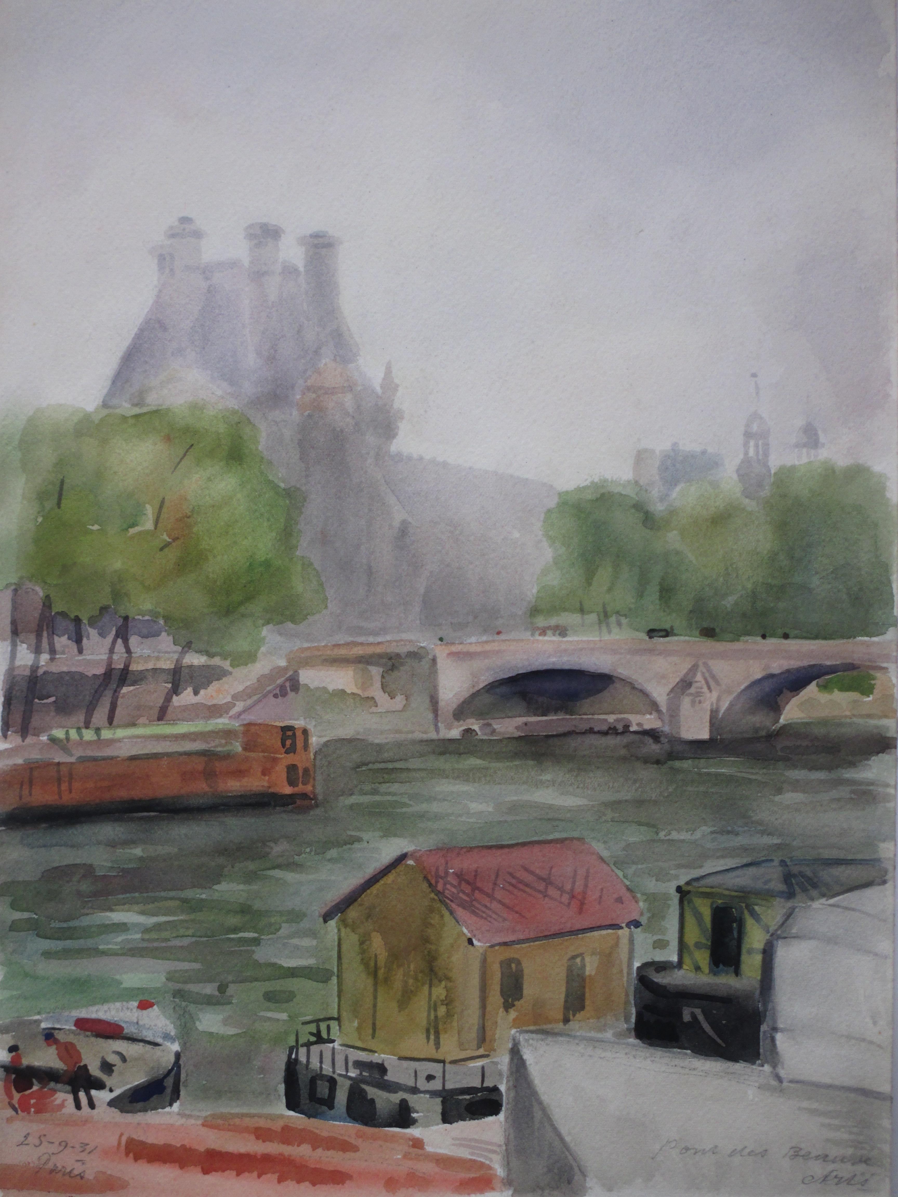 Han Krug - Pont des Beaux Arts Paris - Aquarel verkocht voor € 40!