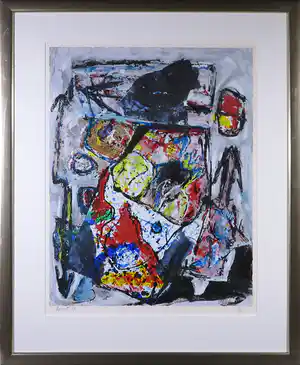 Jacques Doucet - Zeefdruk, Abstracte compositie - Ingelijst (Groot) vendu pour 120€ !