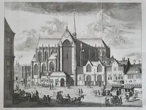 Caspar Commelin - Amsterdam, De Dam - De Niewe Kerk. Commelin 1691 kopen? Bied vanaf 50!