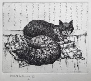 Marijke van der Zwaag - ets - Katten - ingelijst - 21093 kopen? Bied vanaf 20!